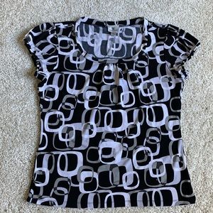 Fancy black and white patterned blouse
